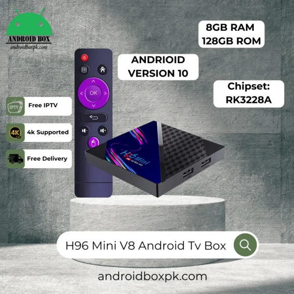 H96 Mini V8 Smart Android Tv Box Rockchip with 8Gb & 128Gb - Image 2