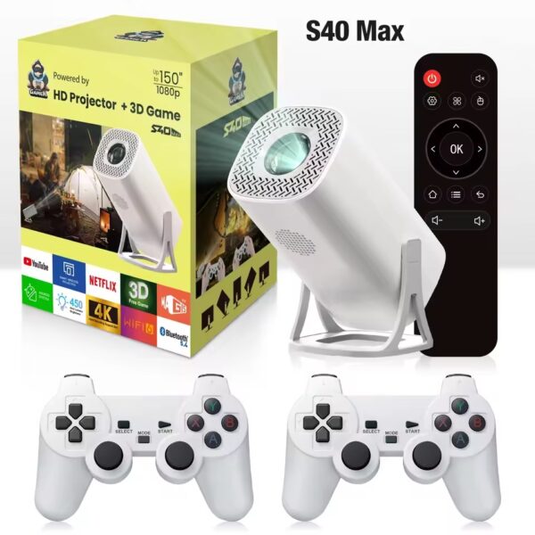 S40 Max Game Console Android Portable Projector - Android 11 Gaming 4K, Wi-Fi 6, Bluetooth 5.0