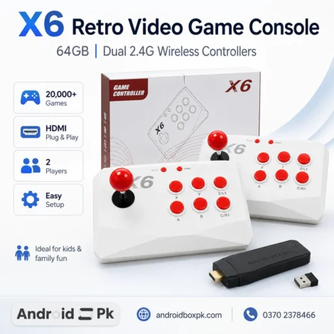 X6 Retro Game Console 64GB with Dual Wireless Arcade Joysticks – Built-in 20,000+ Games