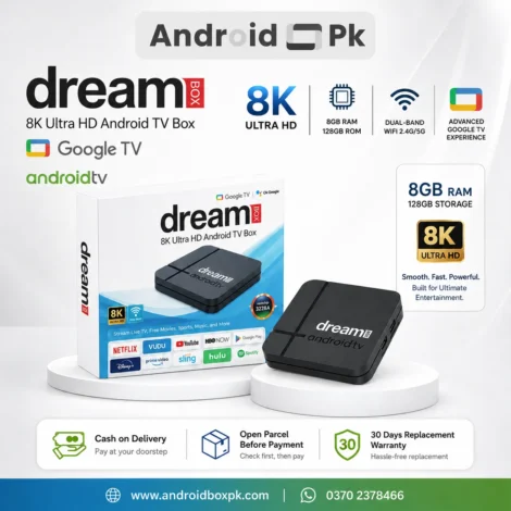 Dream Box 8K Android TV Box 8GB RAM 128GB ROM with Google Voice Assistant