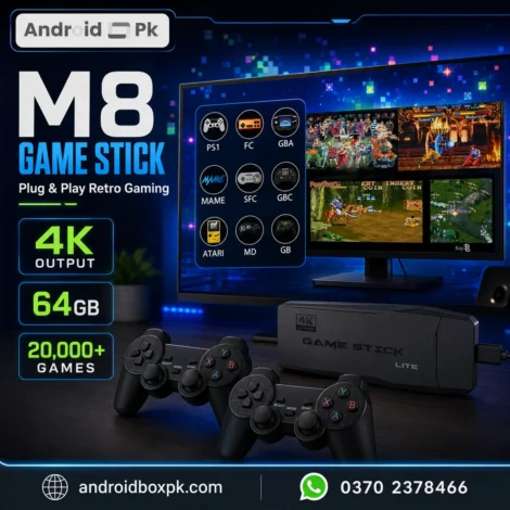 M8 Game Stick 4K Lite 64GB with 20,000+ Games & Dual Wireless Controllers